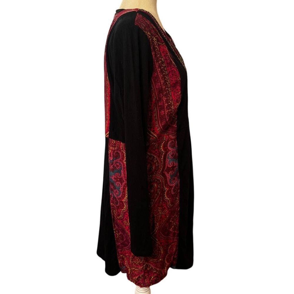 Soft Surroundings Kashmir Tunic M | Boho Embroidered Mixed Media Tunic - Picture 3 of 6